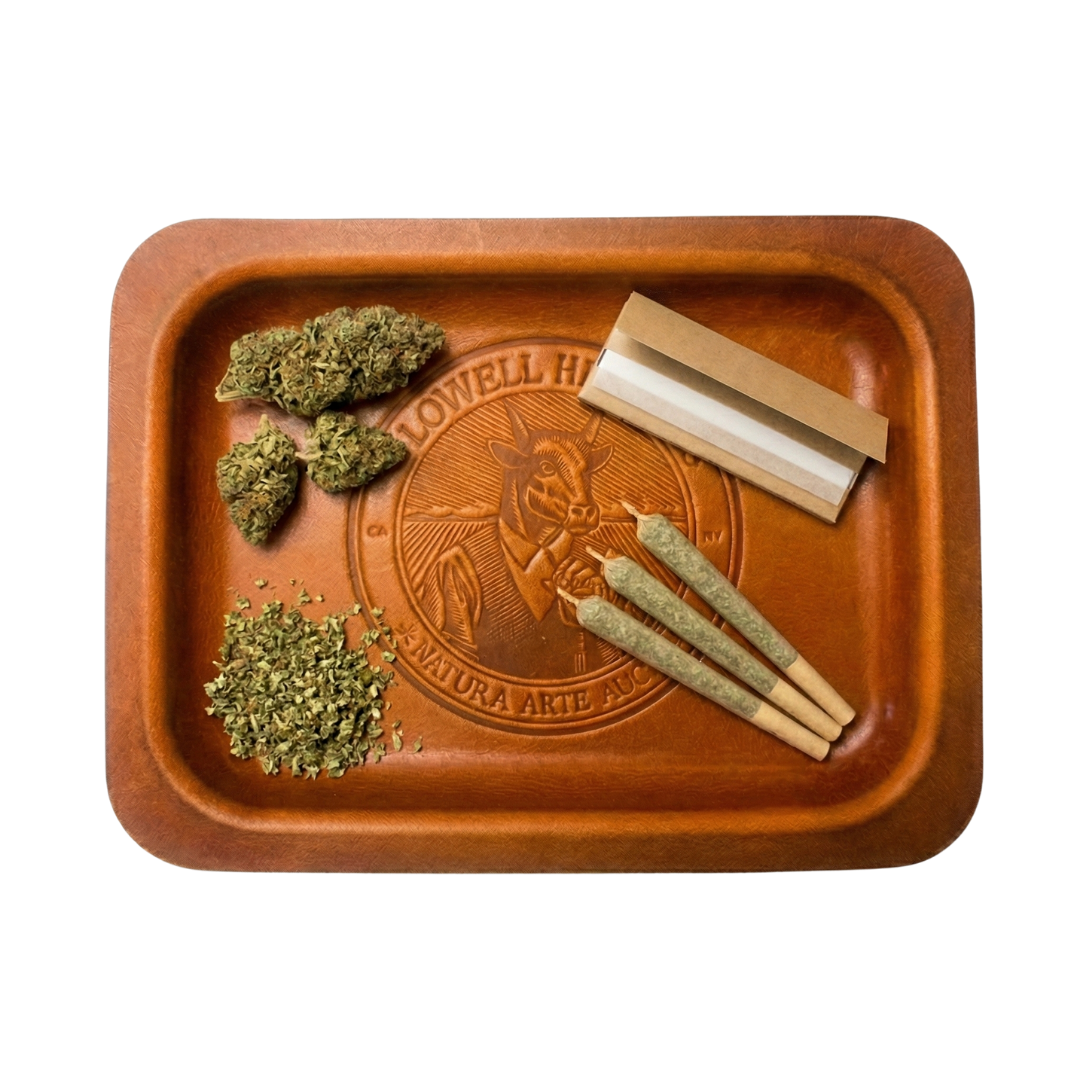 Lowell Leather Rolling Tray